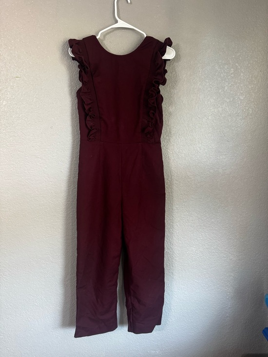 Gianni Bini Burgundy Ruffle Sleeve Jumpsuit – Size 8 - Picture 2 of 4